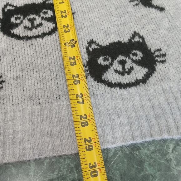 Cardigan Juniors Xxxl 21 Gray Black Cat Print Knit Open Front Fuzzy Sweater 1x2x - Picture 7 of 10